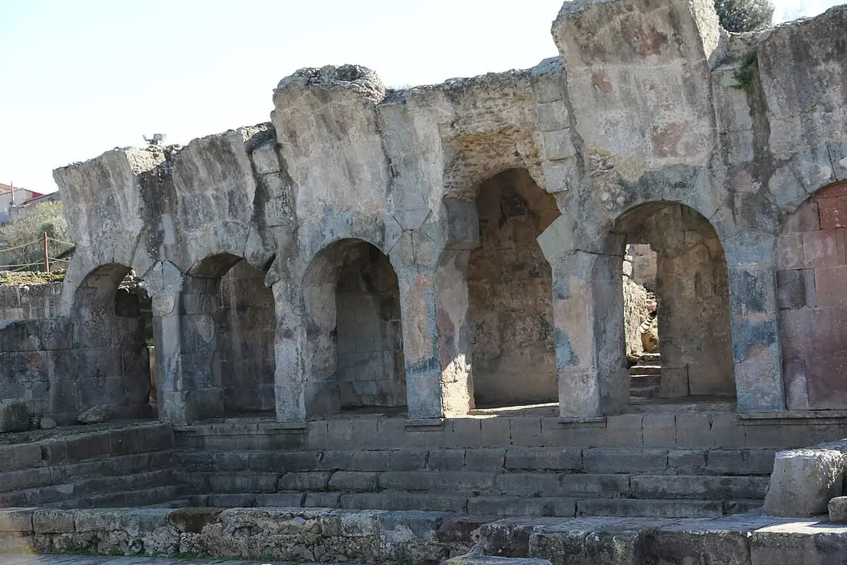 Stone arches of the first century Roman bath complex at Fordongianus